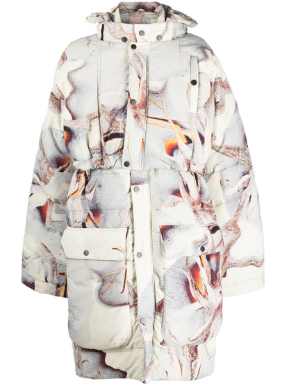 Padded Drawstring-Hooded Parka Coat