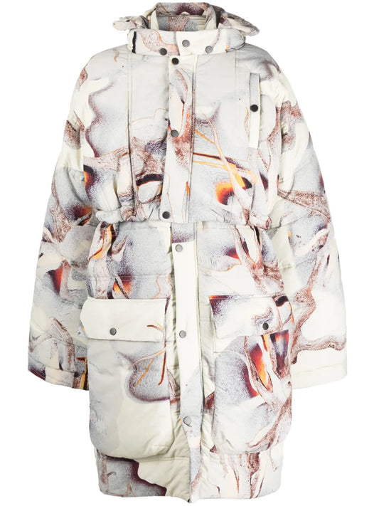 Padded Drawstring-Hooded Parka Coat