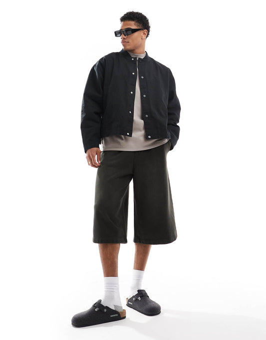 Oversized Cropped Washed Coach Jacket