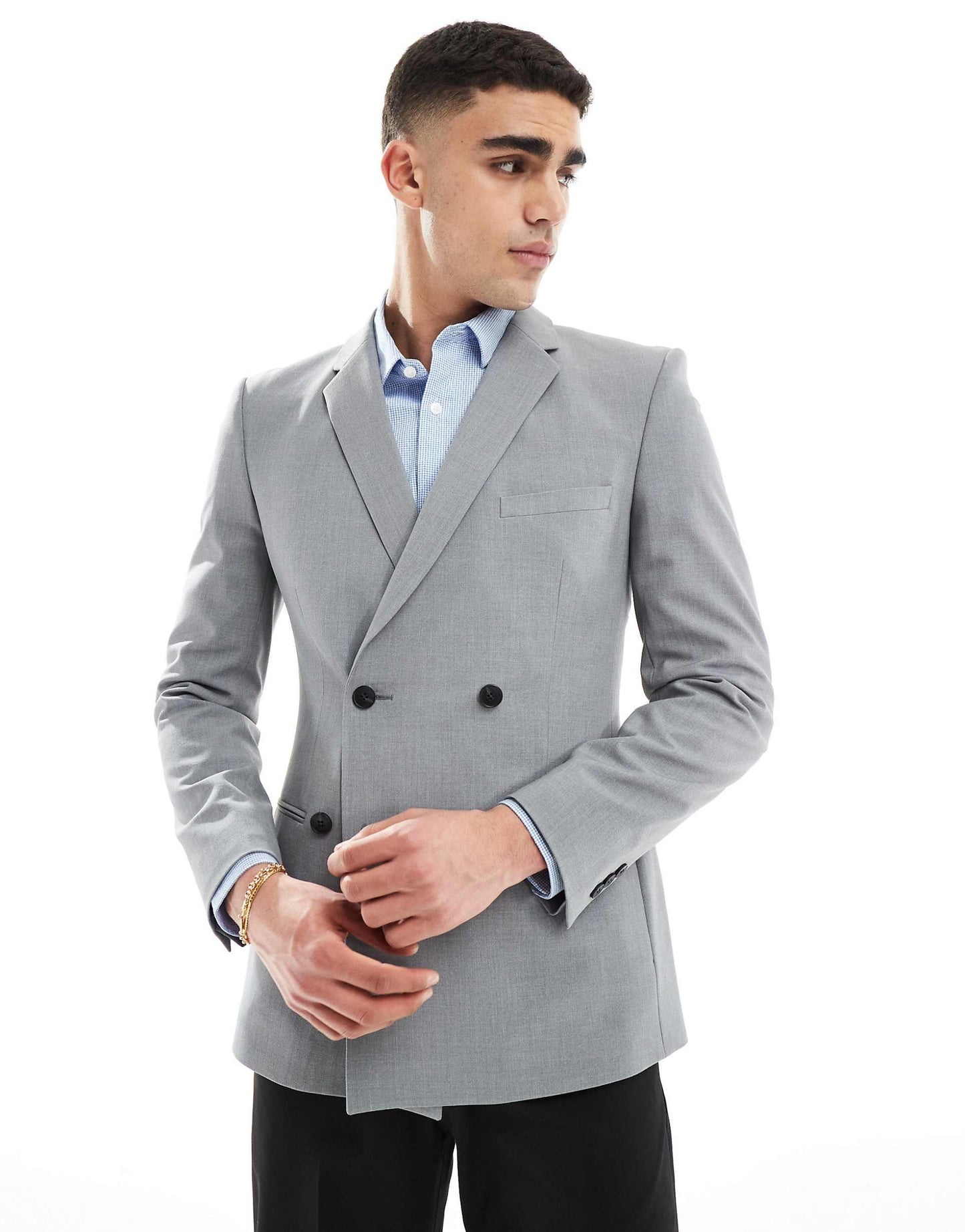 Skinny Double Breasted Suit Jacket