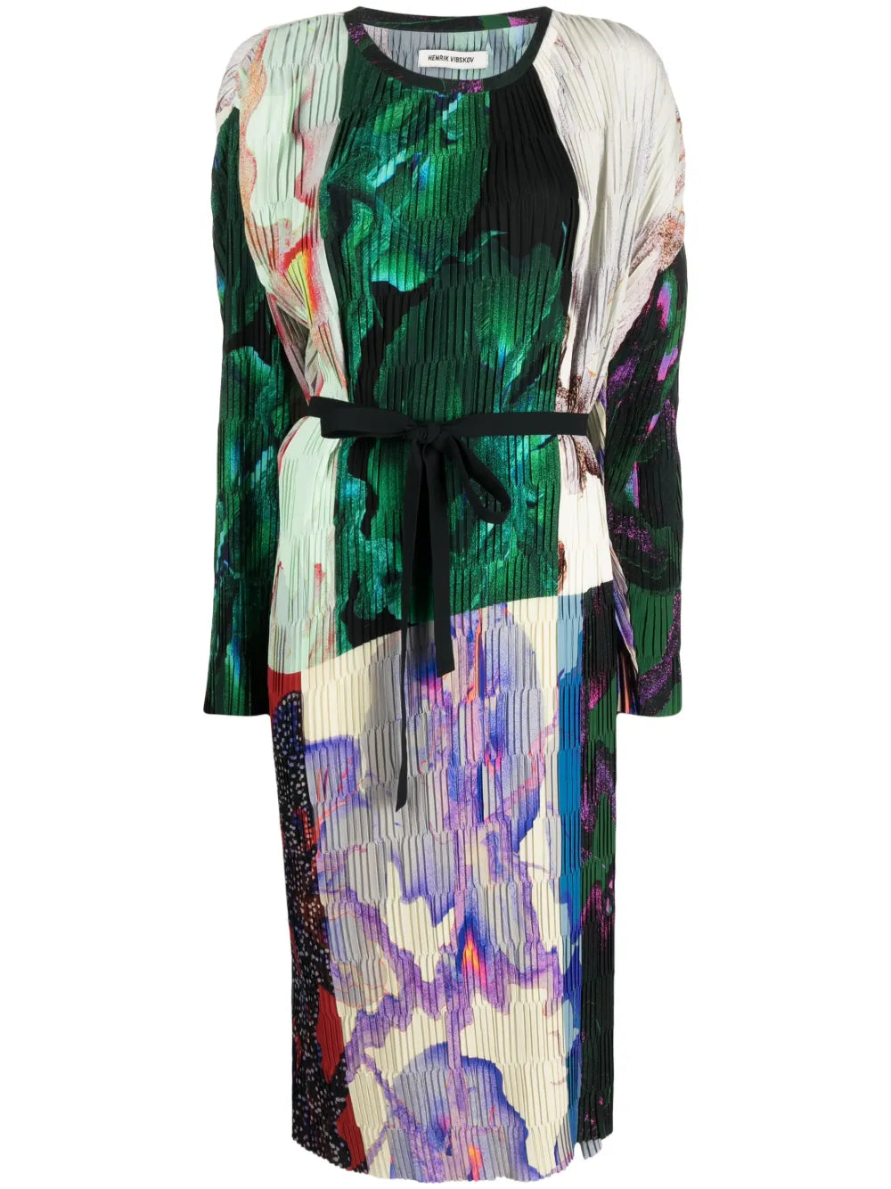 Plissé-Effect Midi Dress