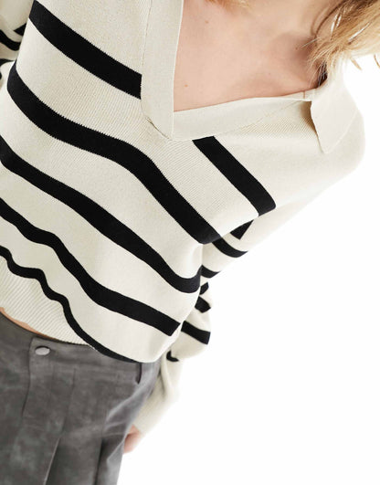Knitted Stripe Polo