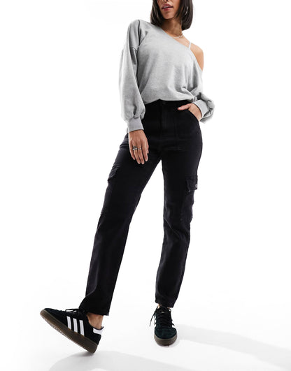 Moni High Waisted Ultility Cargo Jeans