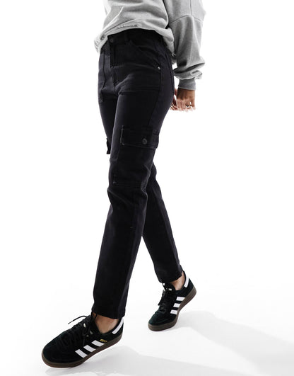 Moni High Waisted Ultility Cargo Jeans