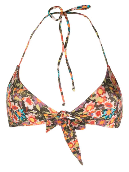 Floral-Print Halterneck Bikini Top