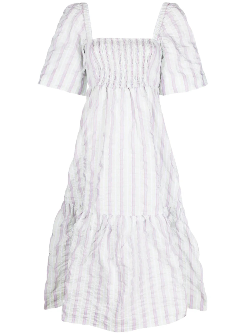 Striped Seersucker Midi Dress