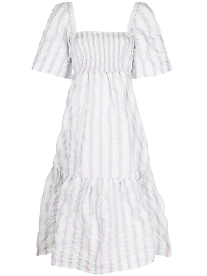 Striped Seersucker Midi Dress