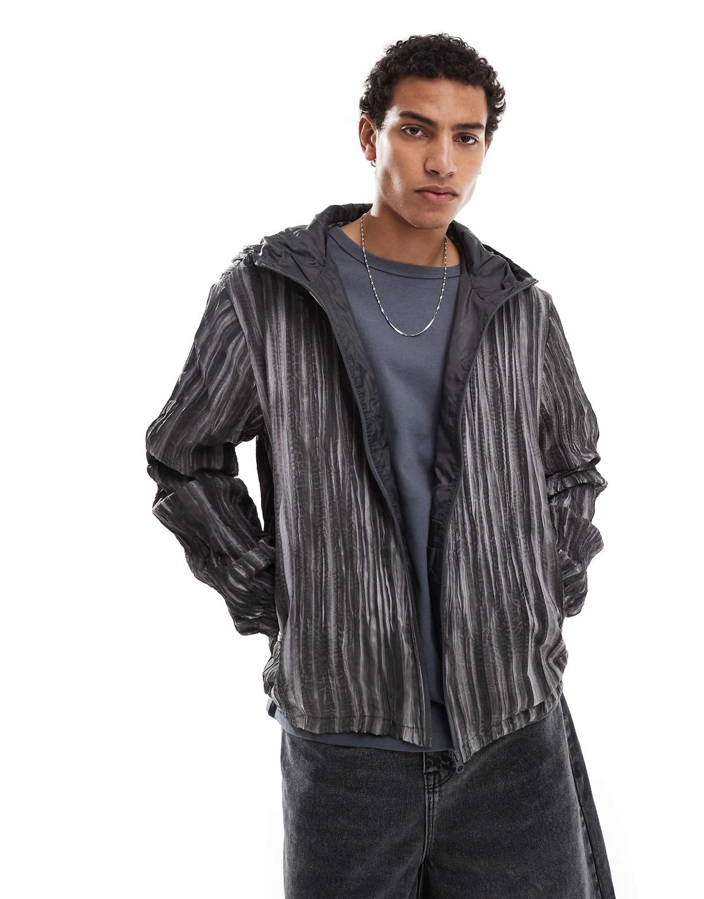 Textured Windbreaker Jacket