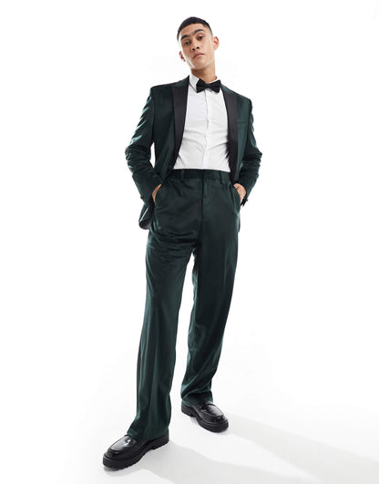 Wide Leg Velvet Tuxedo Suit Trouser