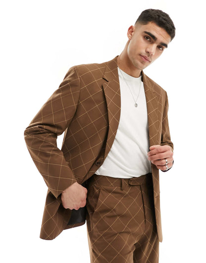 Relaxed Check Suit Jacket