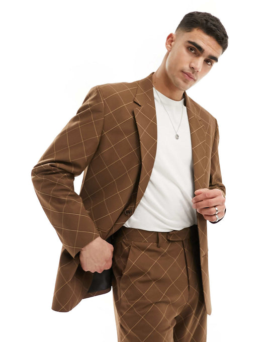 Relaxed Check Suit Jacket