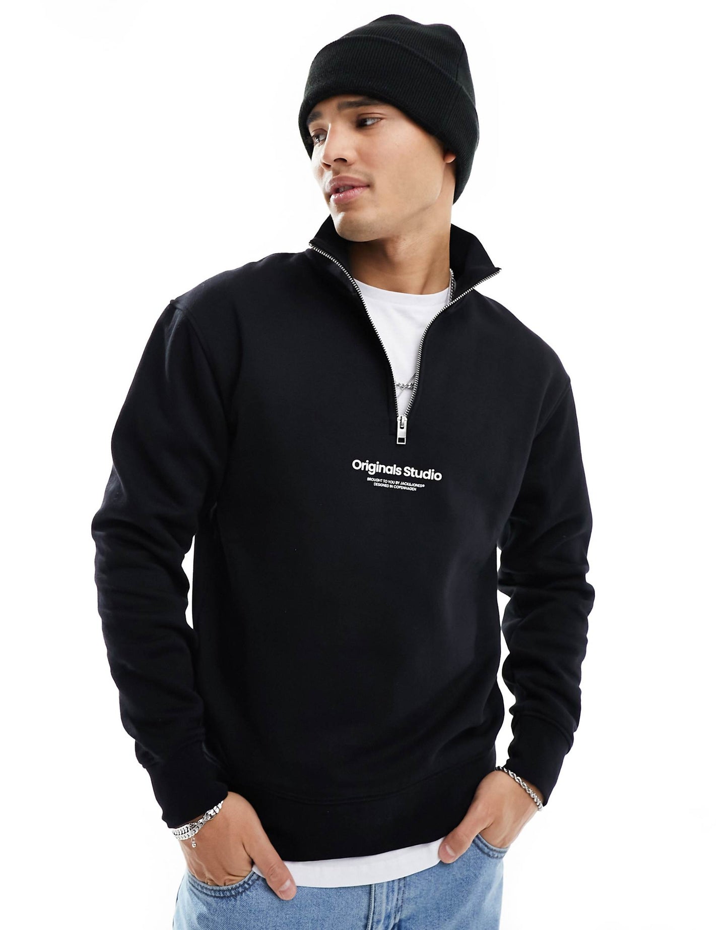 1/4 Zip Sweat With Central Logo