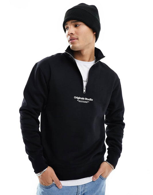 1/4 Zip Sweat With Central Logo