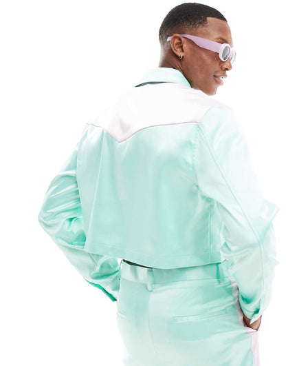 Smart Co-Ord Satin Bomber Jacket