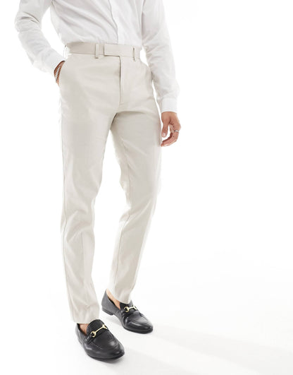 Slim With Linen Suit Trousers