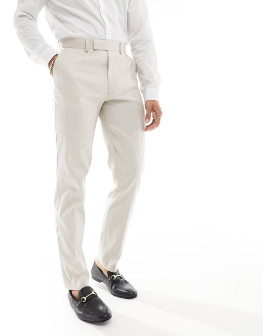 Slim With Linen Suit Trousers