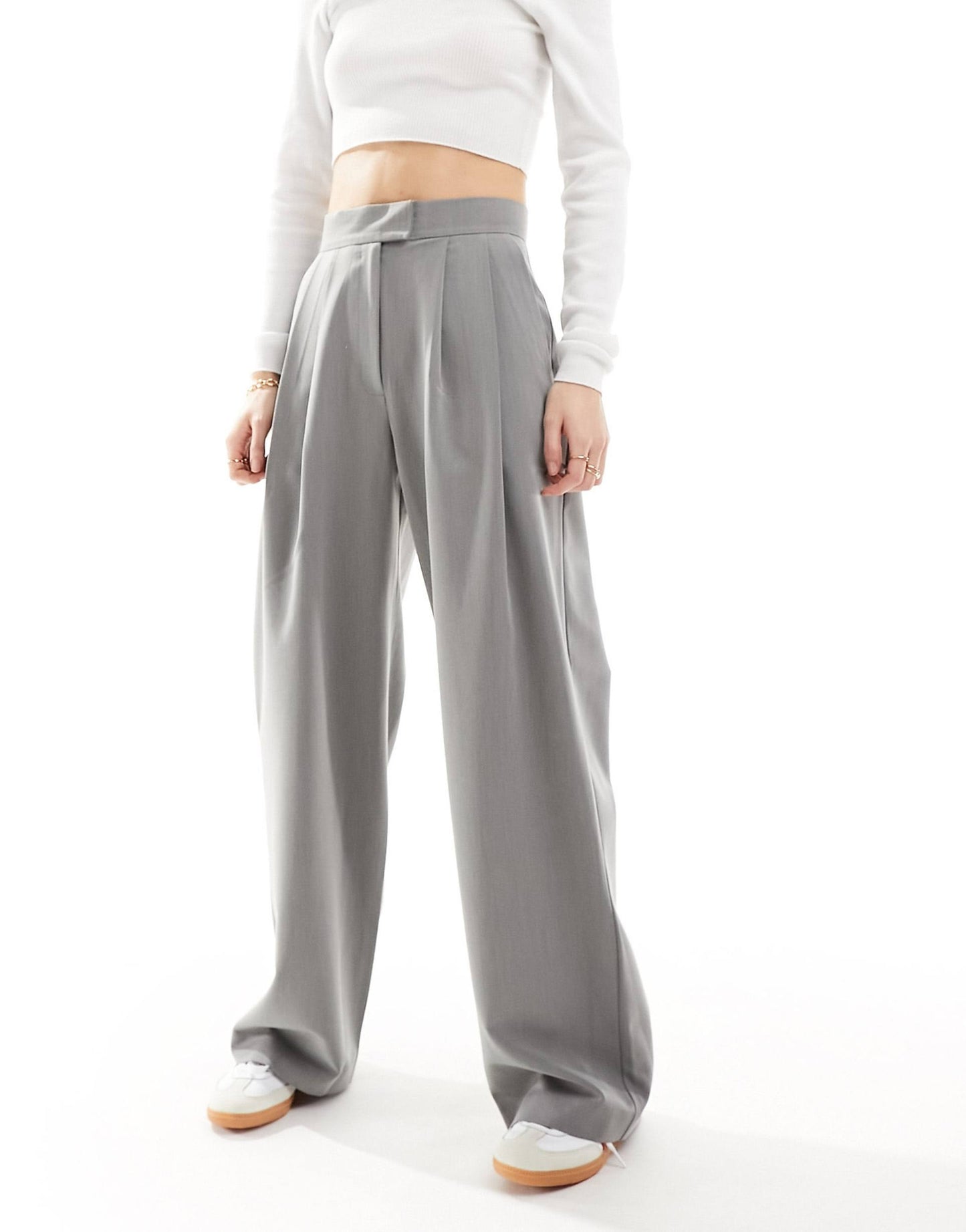 Tailored Wide Leg Trousers With Pleat Detail