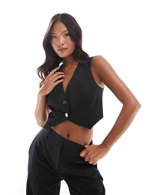 Petite Cropped Tailored Waistcoat