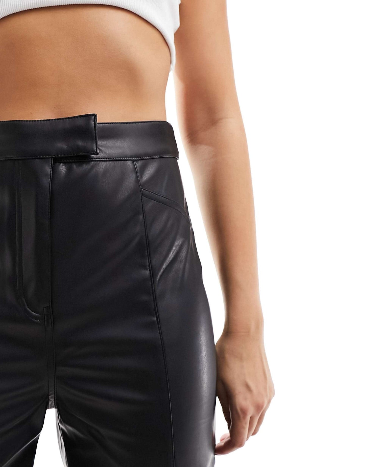 High Waist Straight Leg Pu Trouser