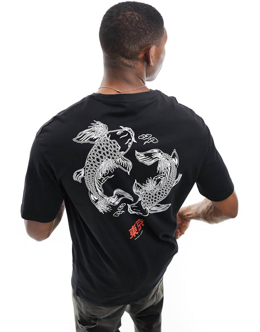 Homme Oversized T-Shirt With Koi Back Print