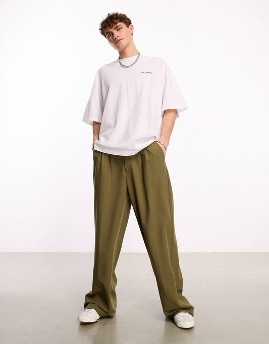 Relaxed Wide Leg Tailored Trousers