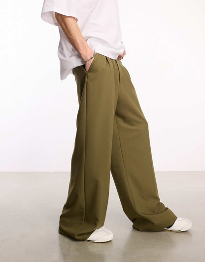 Relaxed Wide Leg Tailored Trousers