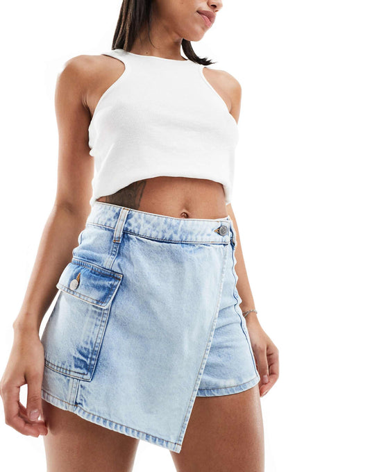 Wrap Over Denim Skort