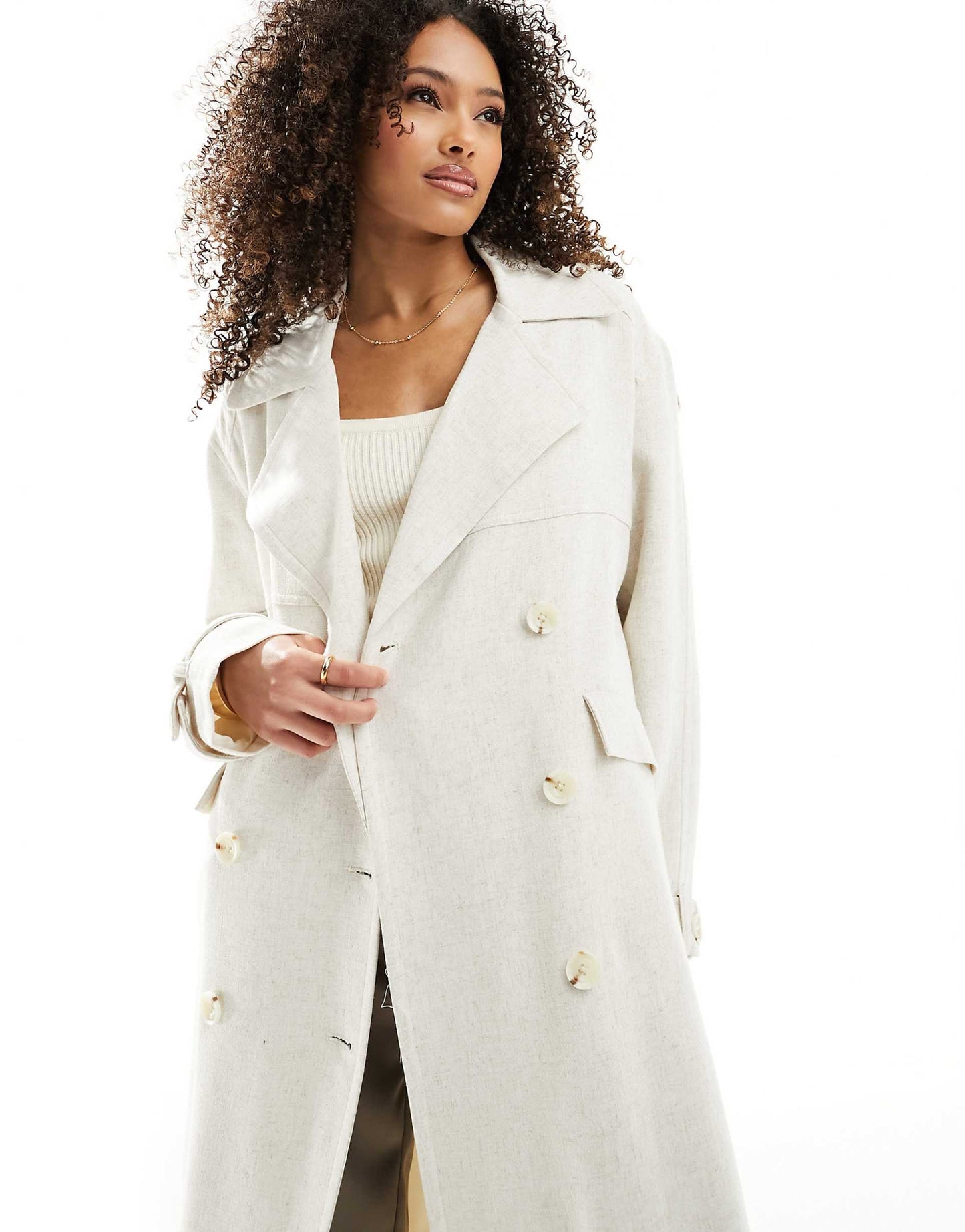 Linen Double Breasted Trench Coat