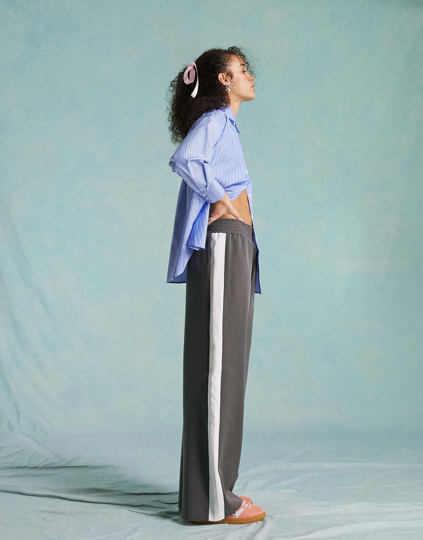 Side Stripe Pull On Wide Leg Trouser