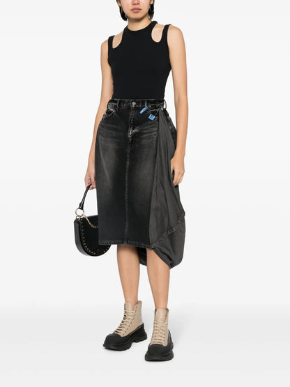 Circle Washed Denim Skirt