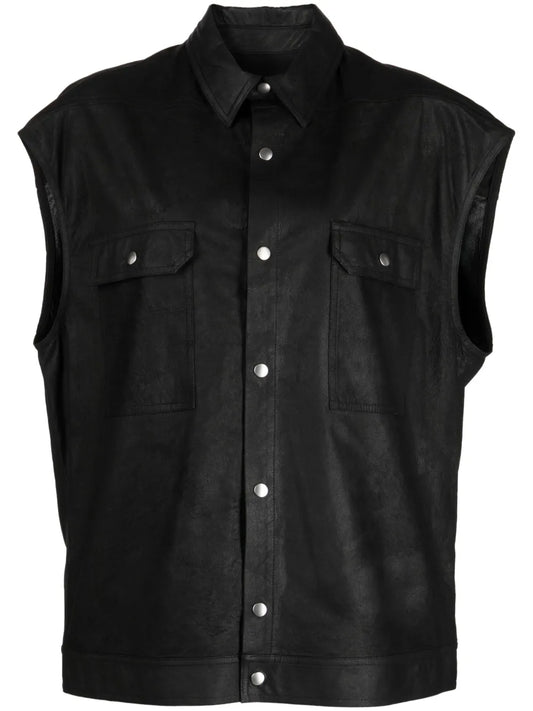 Leather Classic-Collar Gilet