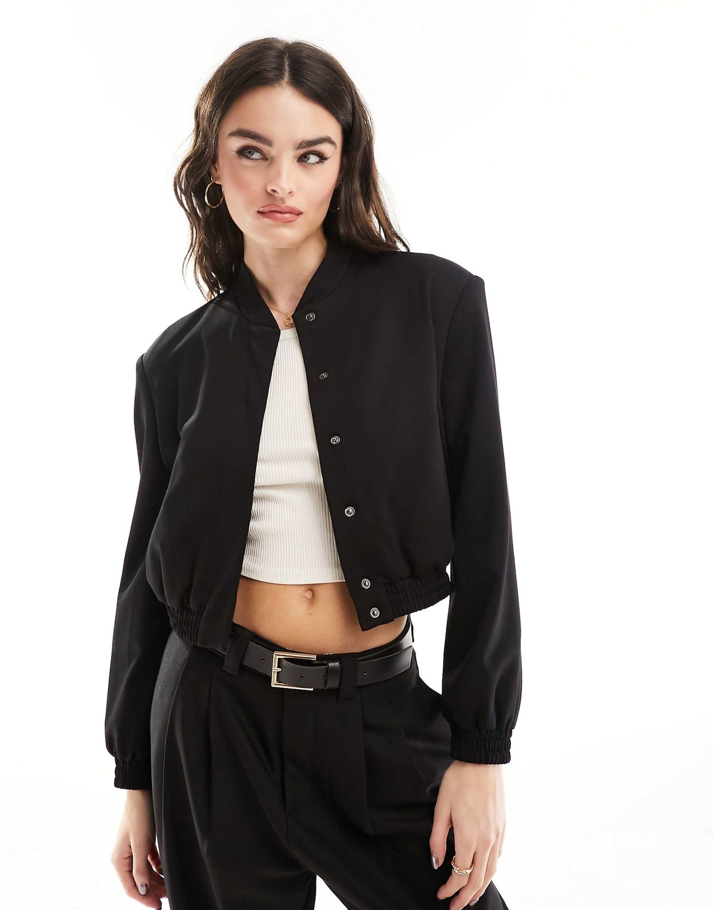 Tailored Bomber Jacket With Strong Shoulder