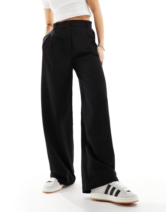 High Waist Wide Leg Tailored Trousers