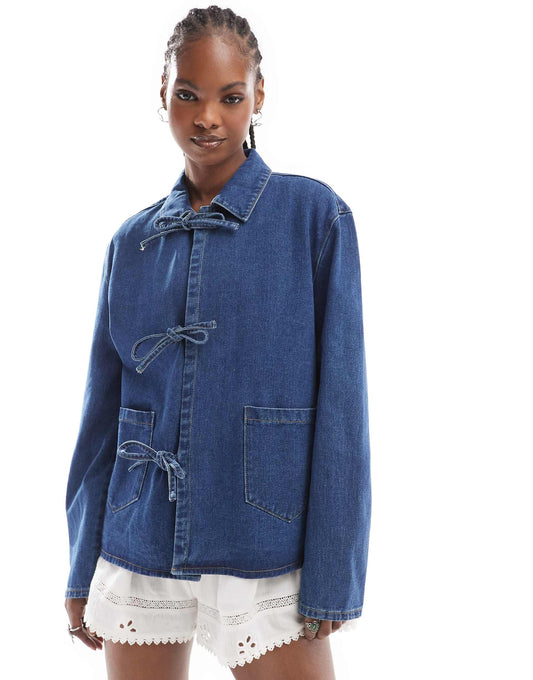 Tie Front Denim Jacket