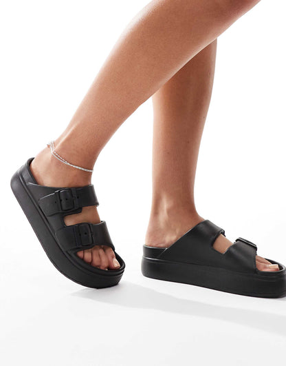 Freestyle Flatform Double Buckle Footbed Sliders