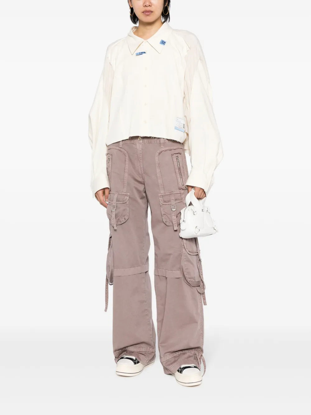 Logo-Patches Panelled Cotton Shirt