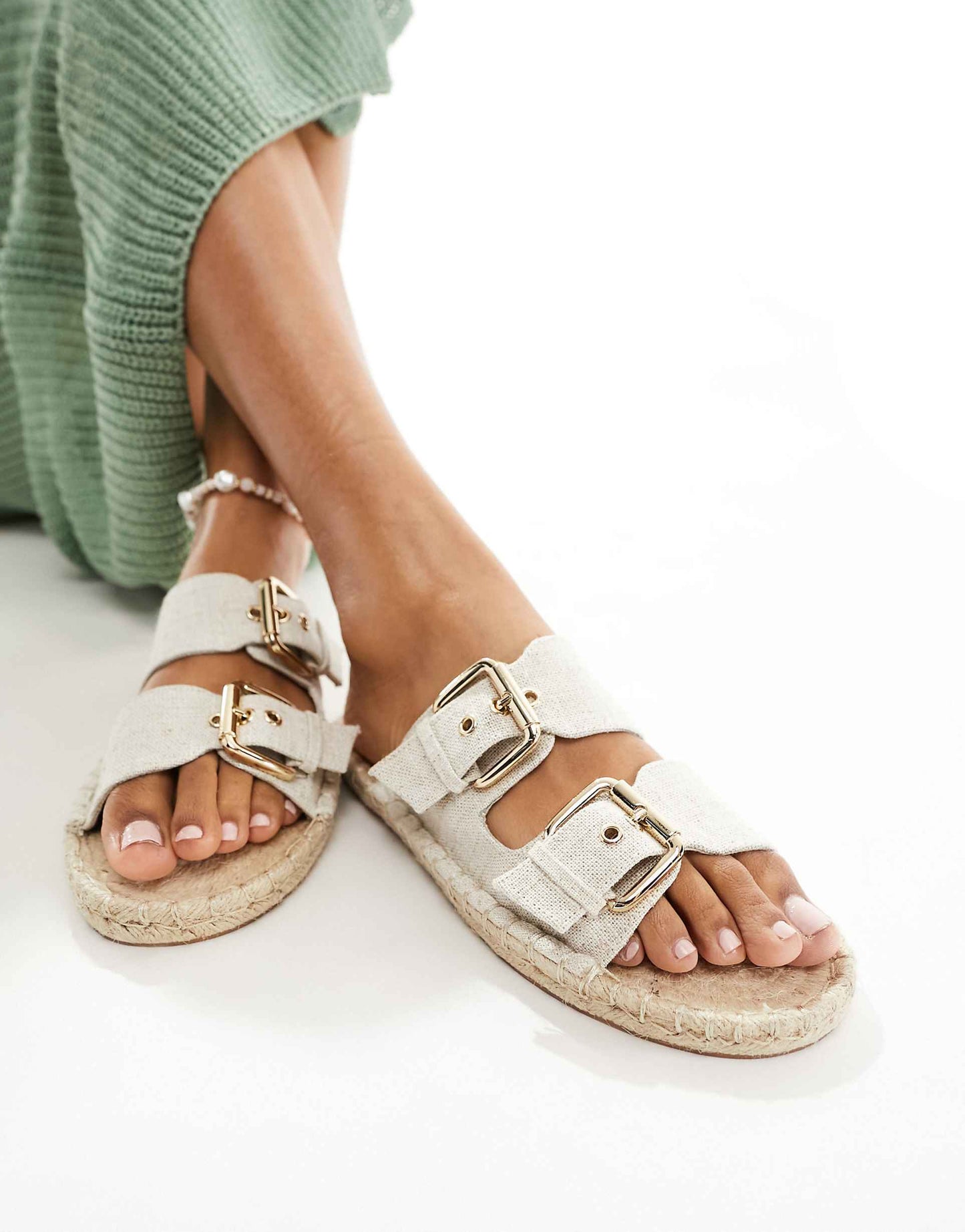 Jada Double Buckle Espadrille Mules