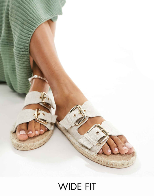 Wide Fit Jada Double Buckle Espadrille Sandals