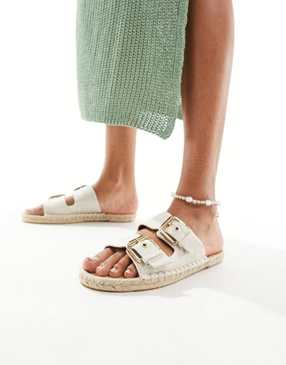 Wide Fit Jada Double Buckle Espadrille Sandals