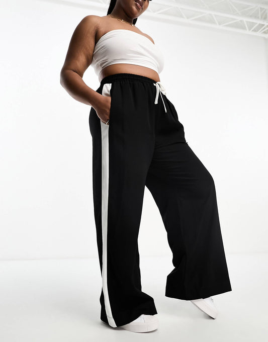 Curve Pull On Trousers With Contrast Panel