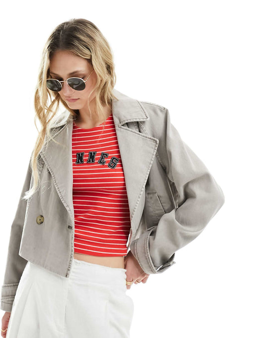 Cropped Washed Trench Coat