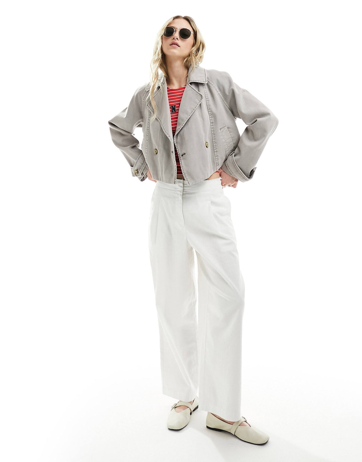 Cropped Washed Trench Coat