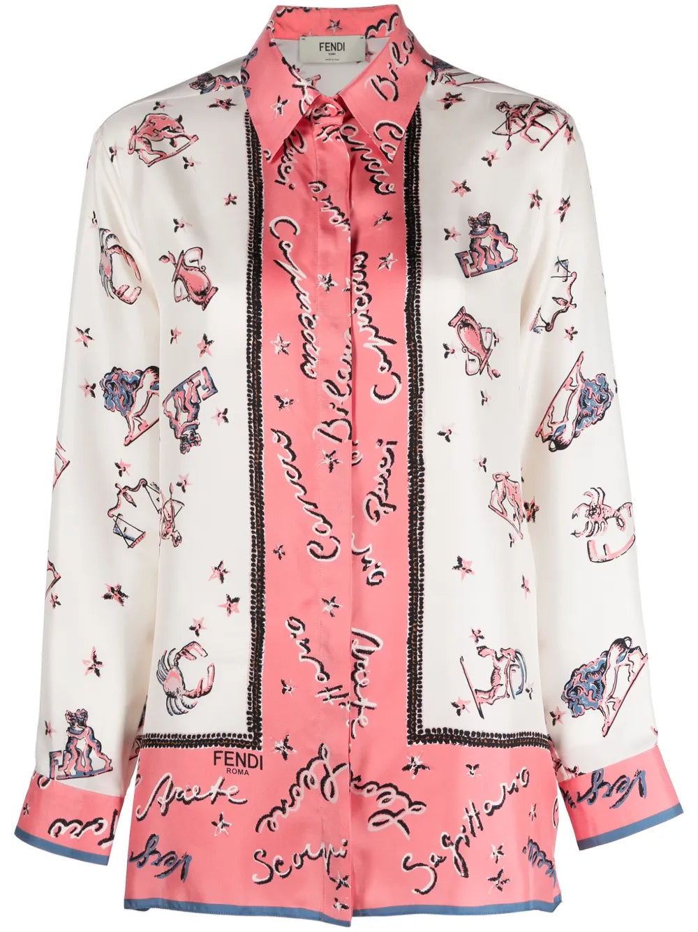 Graphic-Print Silk Shirt