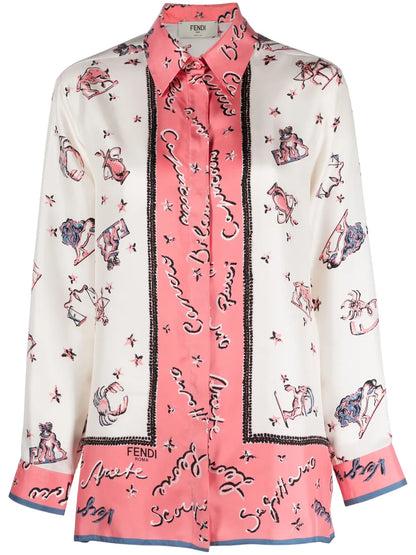 Graphic-Print Silk Shirt