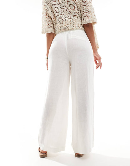 Linen Mix Wide Leg Trouser