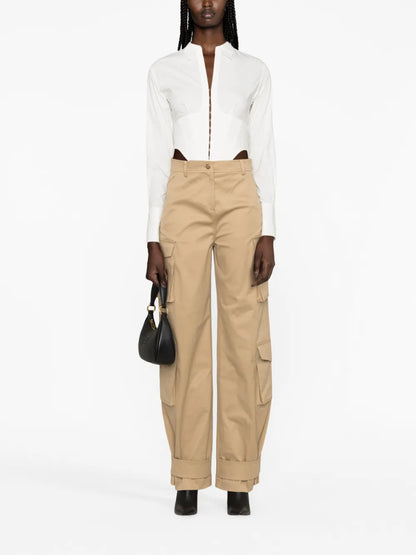 High-Waisted Cargo Trousers