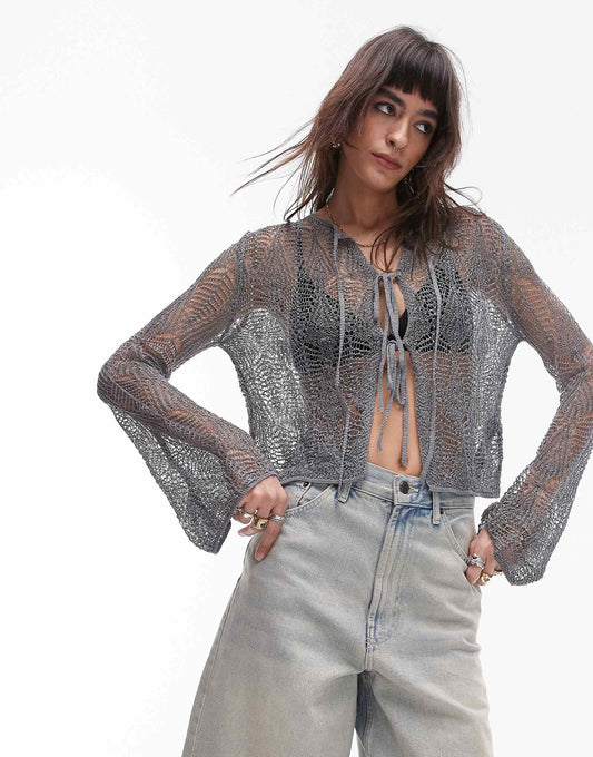 Knitted Tie Front Cardi