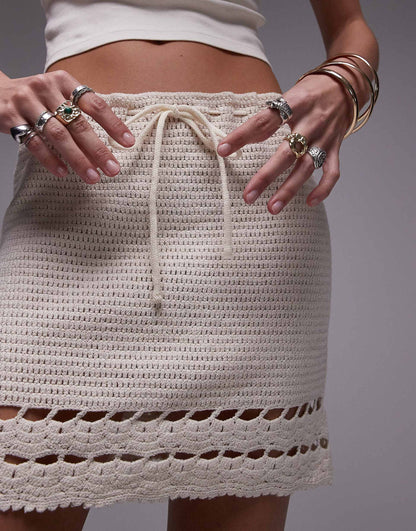 Knitted Crochet Trim Mini Skirt