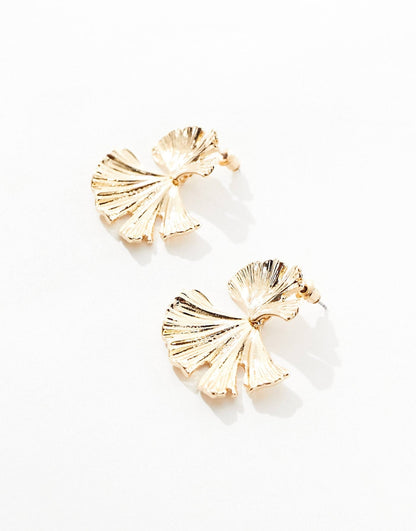 Drop Earrings With Textured Leaf Design