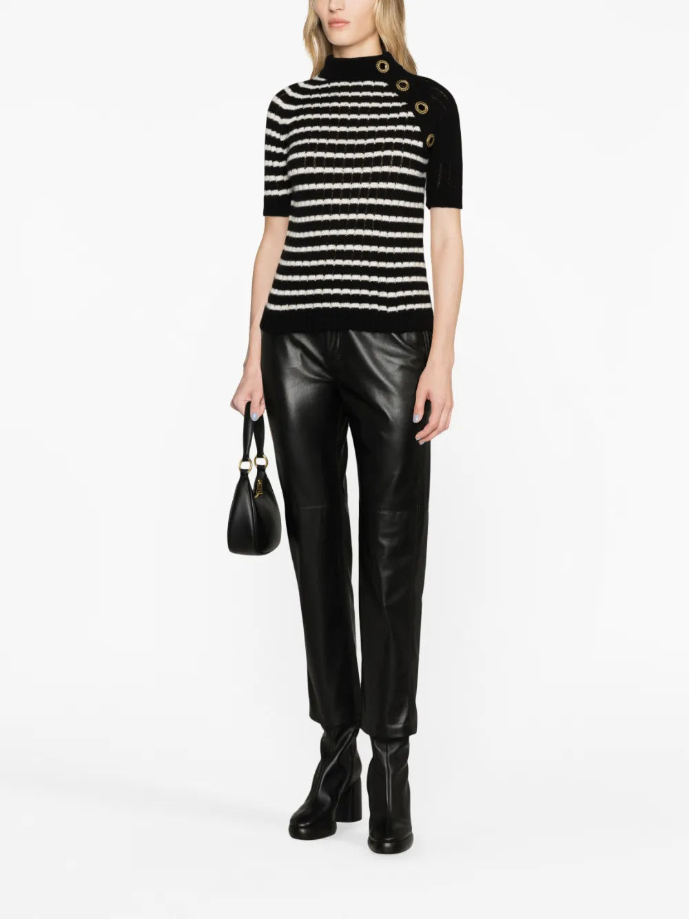 Striped Cashmere-Blend Top
